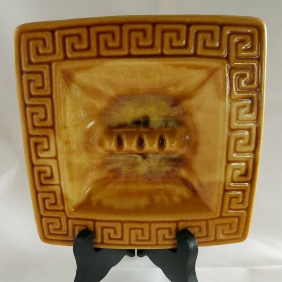 Vintage Mid Century Glazed Pottery Maurice Of California-USA-RF38 ashtray 6"x6" - Picture 3 of 5